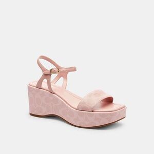 Coach Gale Signature Wedge Sandals in Powder Pink